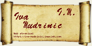 Iva Mudrinić vizit kartica
